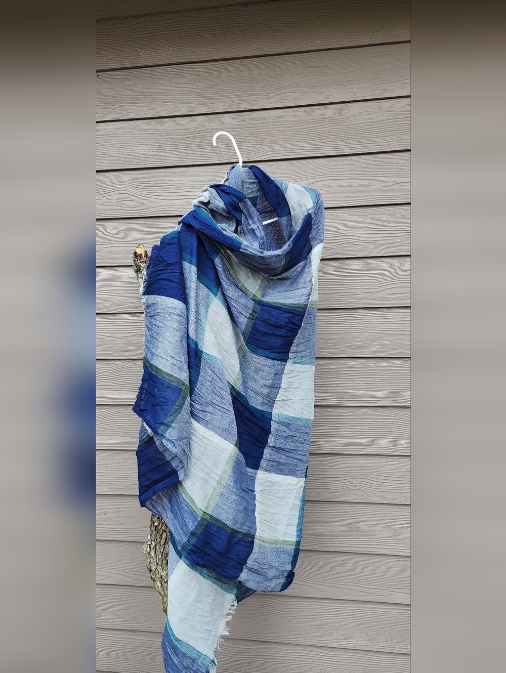 Blue Plaid Lightweight Scarf